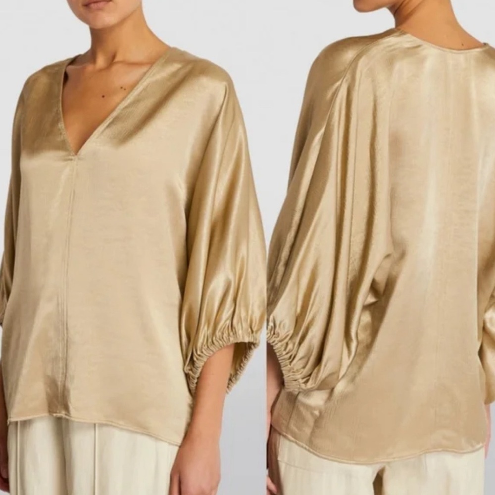 NEW By Malene Birger Piamontes Satin Golden Blouse size 38 or M‎ - Picture 7 of 12